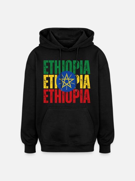 Ethiopian flag, Ethiopian pride - Oversized Unisex Hoodie - black