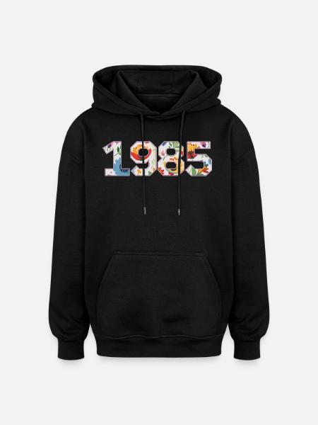 Floral 1985 - 40th Anniversary - Oversized Unisex Hoodie - black
