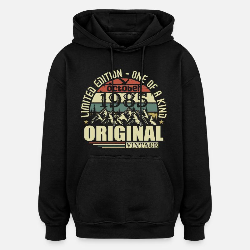 Octobre 1985 - Cadeau 40ème anniversaire Octobre - Sweat à capuche oversize unisexe - noir