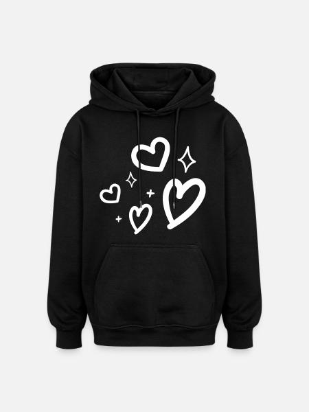 heart - Sweat à capuche oversize unisexe - noir