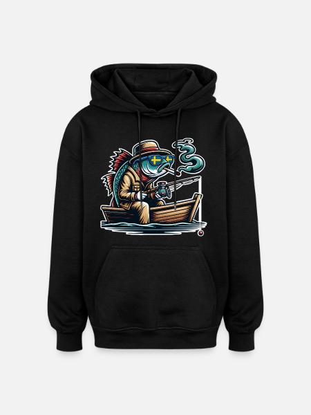 Sweden Fishing Fish - Oversized Unisex Hoodie - black