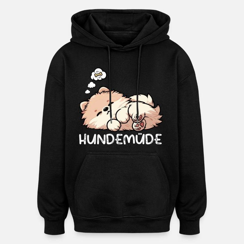 Hundemüde Zwergspitz Zwergspitze Spitzhund Spitz - Oversized Unisex Hoodie - Schwarz