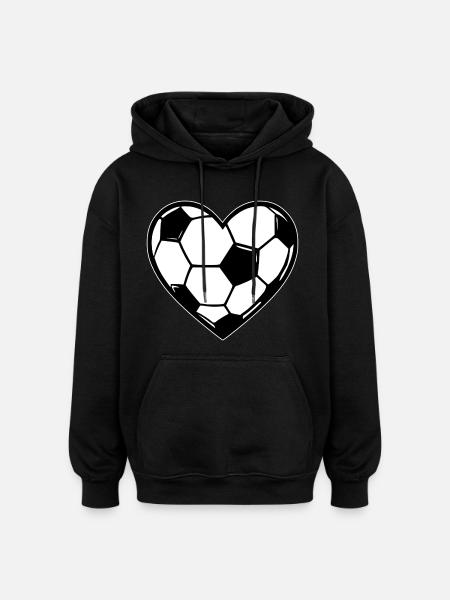 Herzball Fußball-Liebe - Oversized Unisex Hoodie - Schwarz