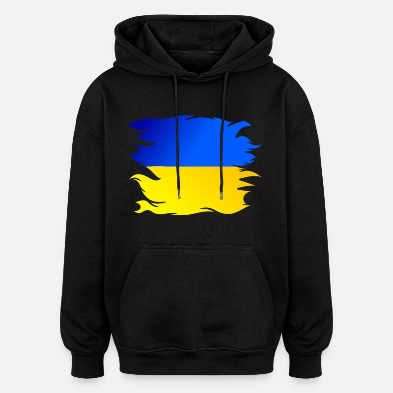 Drapeau de l’Ukraine Drapeau - Sweat à capuche oversize unisexe - noir