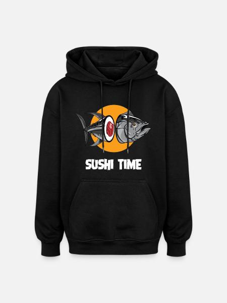 SUSHI TIME-thon-b - Sweat à capuche oversize unisexe - noir