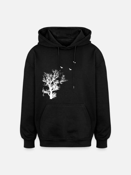 tree bat - Oversized Unisex Hoodie - black