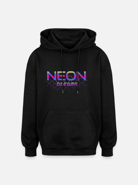 Neon Dreams - Oversized Unisex Hoodie - black