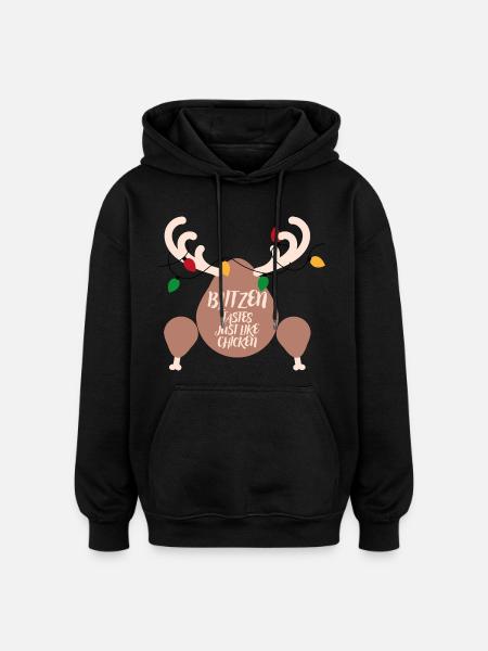 Dekorierter Oberschenkel: Hähnchengeschmack - Oversized Unisex Hoodie - Schwarz