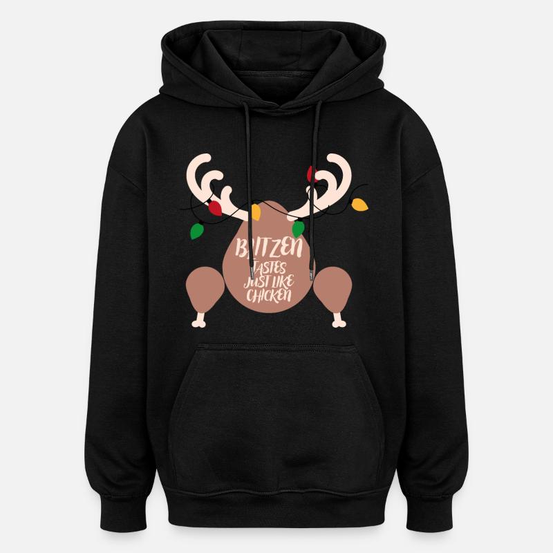 Dekorierter Oberschenkel: Hähnchengeschmack - Oversized Unisex Hoodie - Schwarz