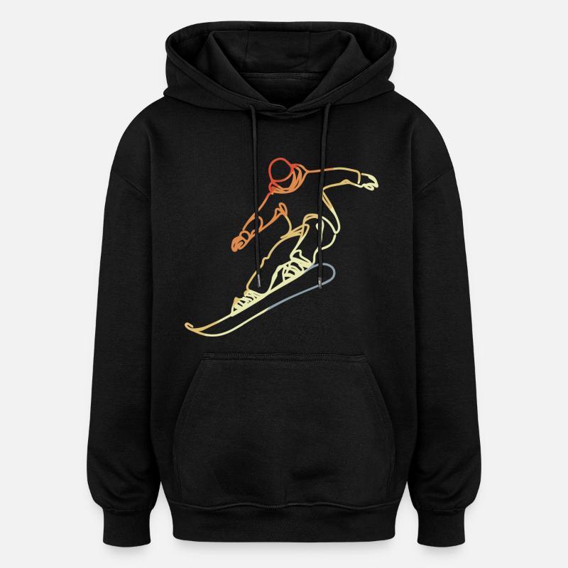 Croquis de snowboarder - Sweat à capuche oversize unisexe - noir