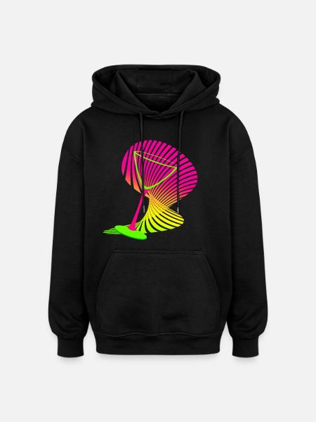 Cocktail Glass Shape Neon - Oversized Unisex Hoodie - black