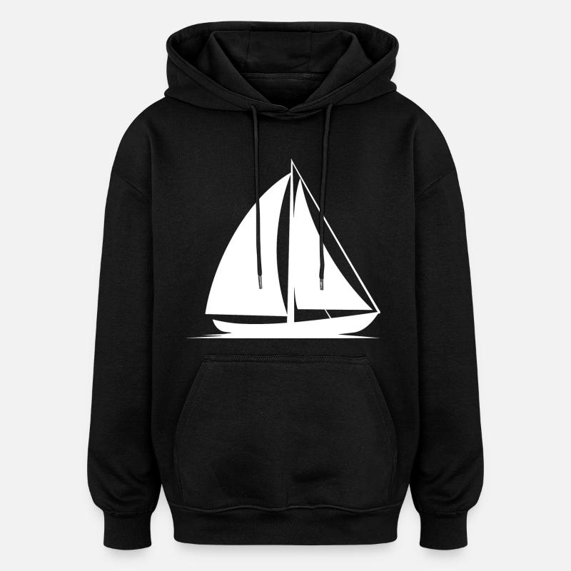 Segelboot Line Art - Oversized Unisex Hoodie - Schwarz