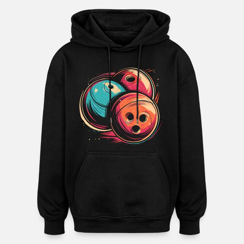 Bowling Balls Synthwave - Oversized Unisex Hoodie - black