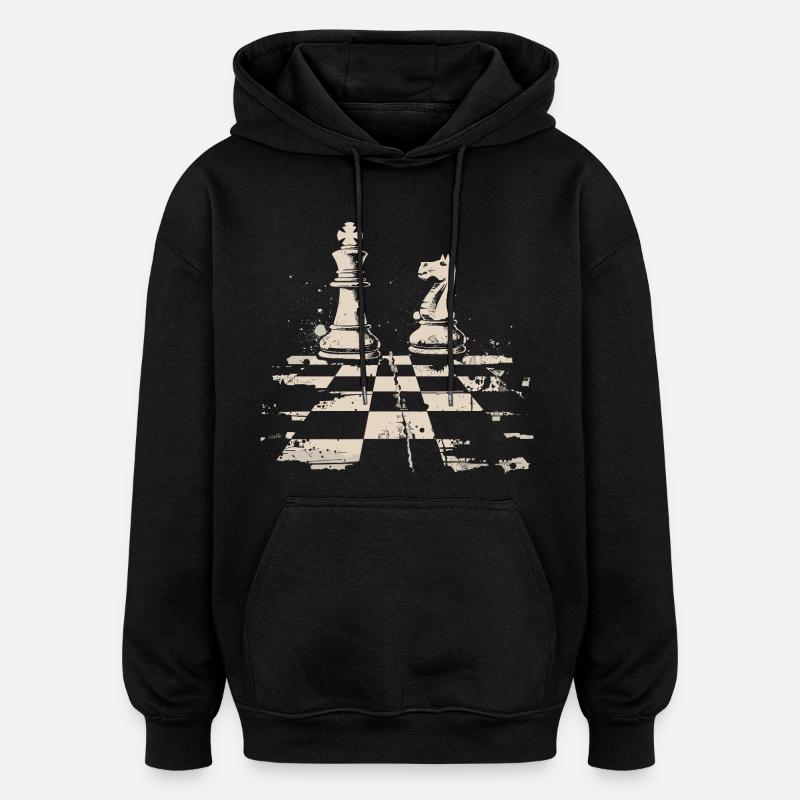 Échecs - Sweat à capuche oversize unisexe - noir