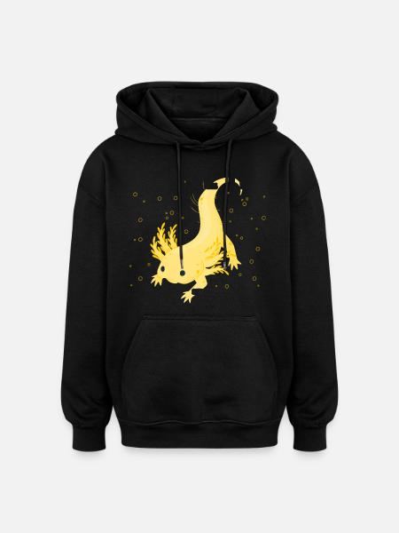 Bright gecko design with yellow detail - Oversized Unisex Hoodie - black