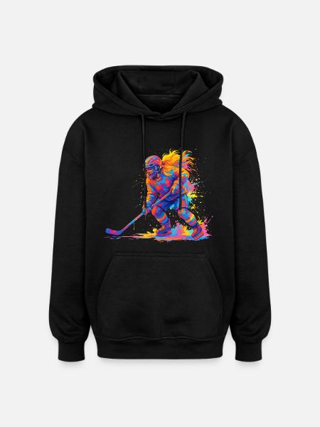 Eishockey Eishockeyspieler Frau - Oversized Unisex Hoodie - black