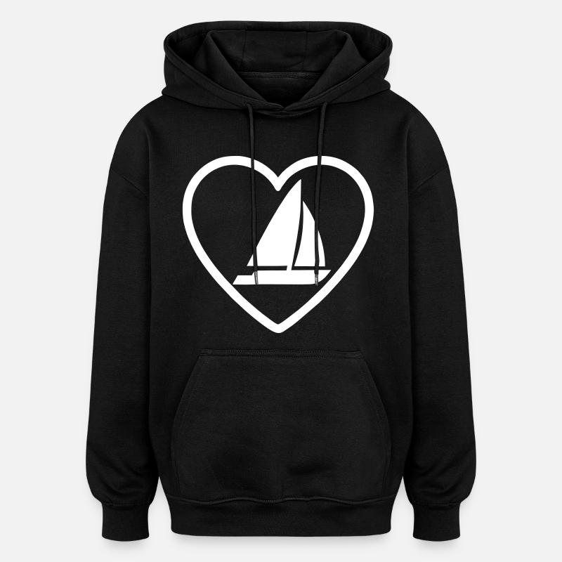 Catamaran Heart – Conception de Voiliers - Sweat à capuche oversize unisexe - noir