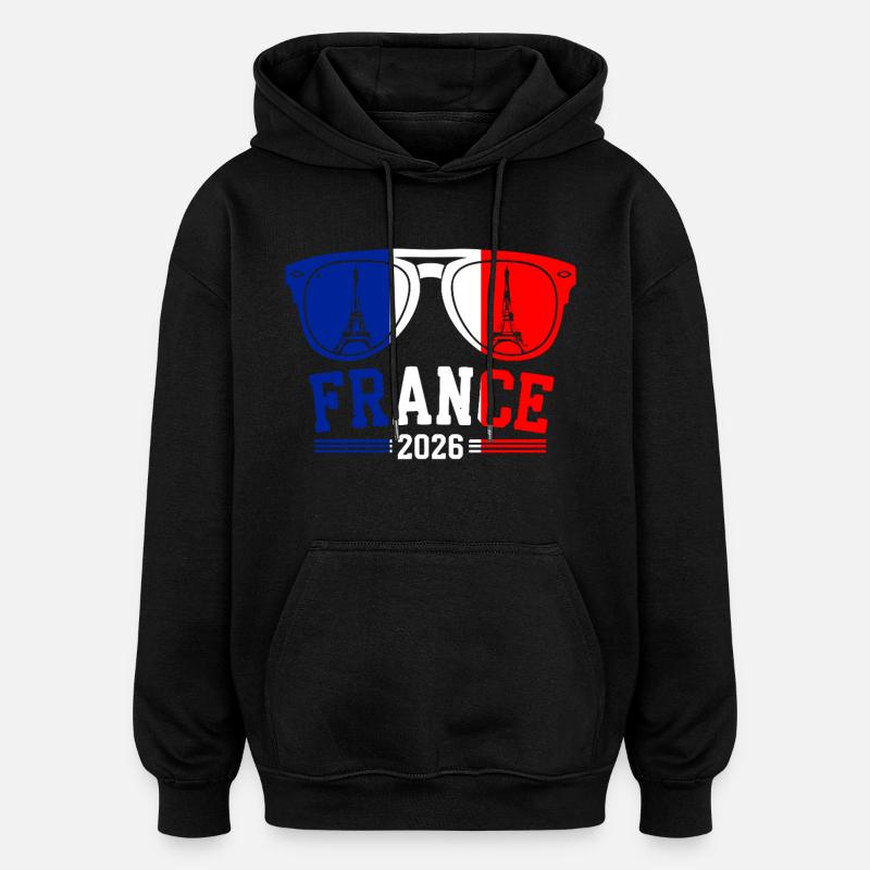Frankreich 2026 Eiffelturm Brille - Oversized Unisex Hoodie - Schwarz