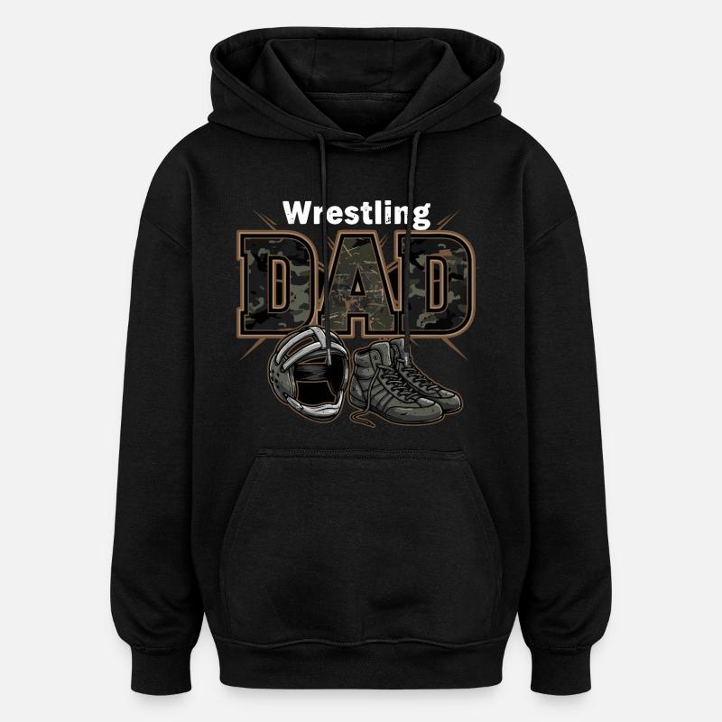 Papa catcheur Ringen Papa - Sweat à capuche oversize unisexe - noir