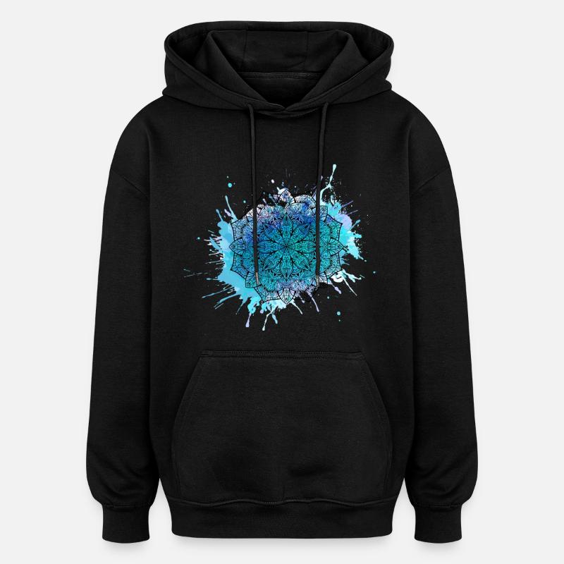 Mandala - Sweat à capuche oversize unisexe - noir