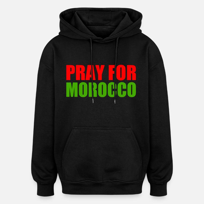 Pray for morocco - Sweat à capuche oversize unisexe - noir