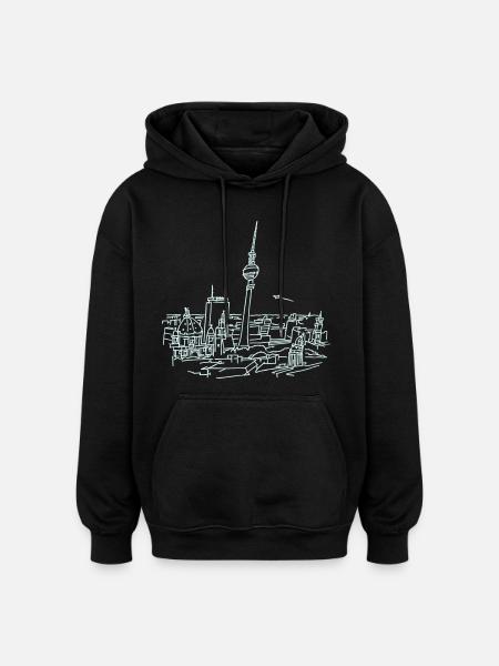 Berlin Panorama - Oversized Unisex Hoodie - Schwarz