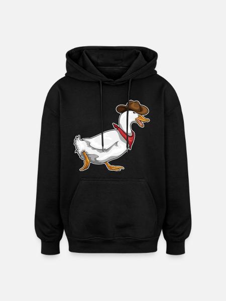 Duck Cowboy Cowboy Hat - Oversized Unisex Hoodie - black
