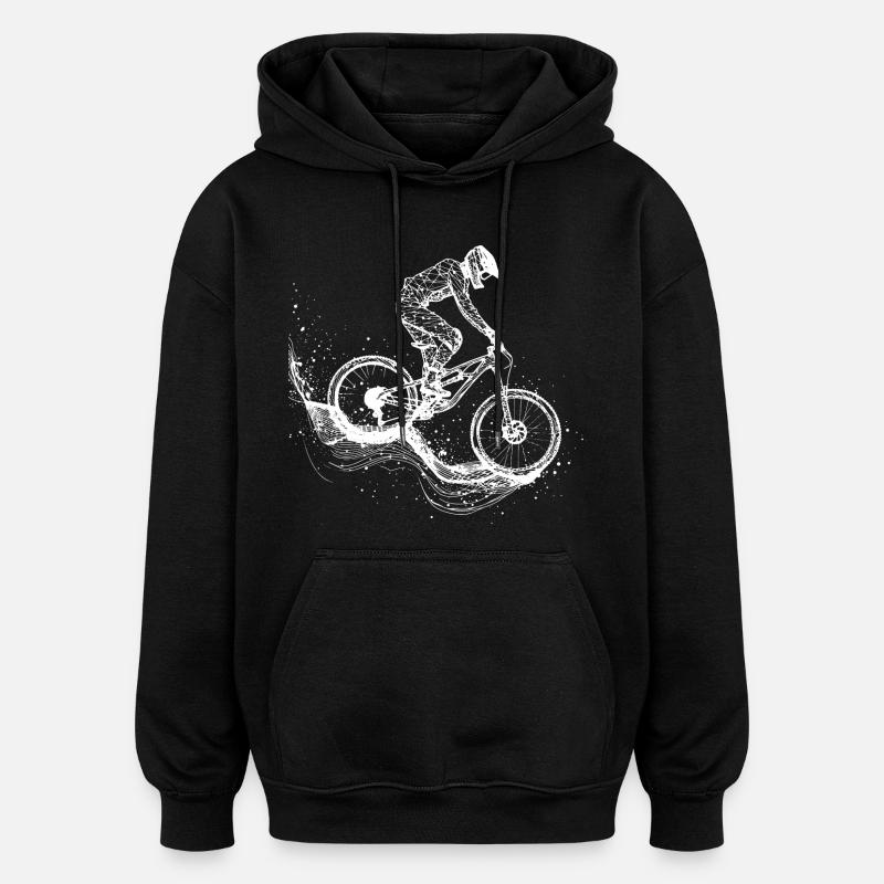 Mountain Biking Drawing - Oversized Unisex Hoodie - black