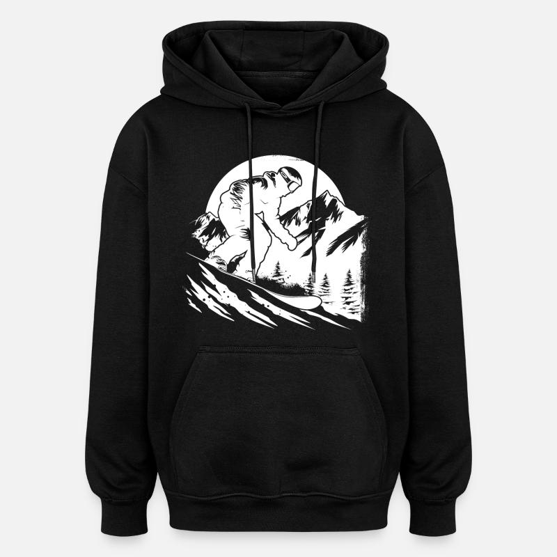 Croquis de snowboarder - Sweat à capuche oversize unisexe - noir