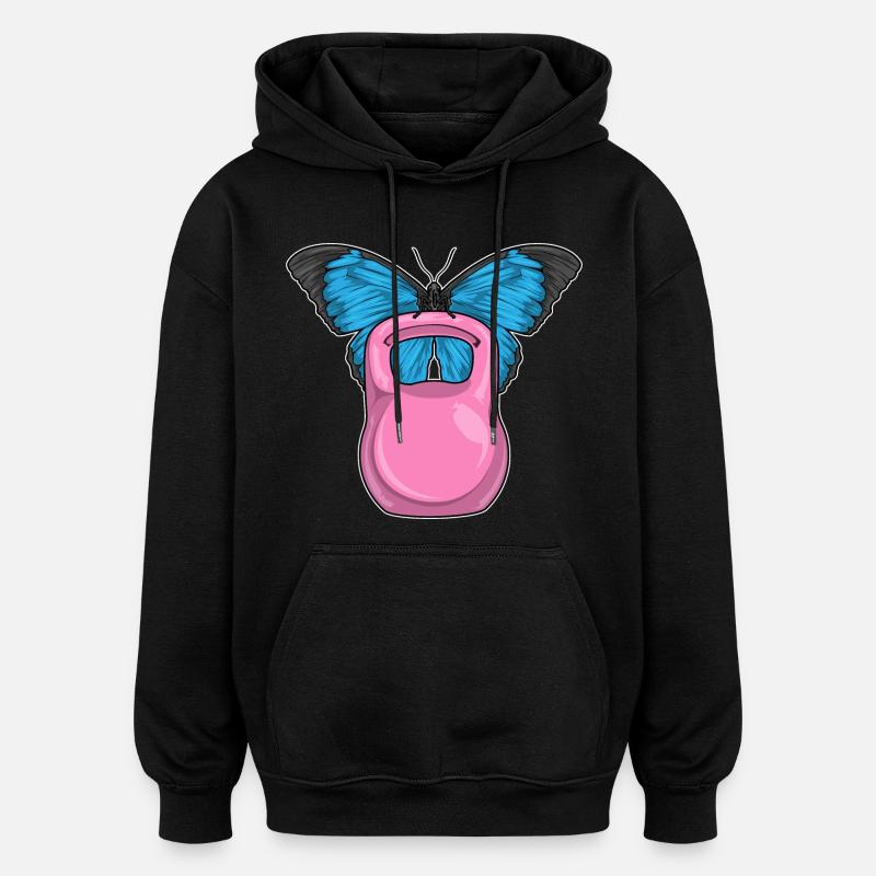 Bodybuilding papillon avec haltères - Sweat à capuche oversize unisexe - noir