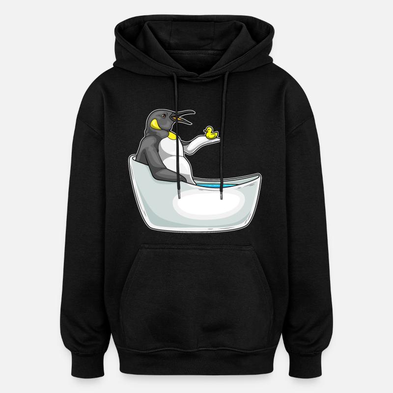Pingouin Baignoire Canard - Sweat à capuche oversize unisexe - noir