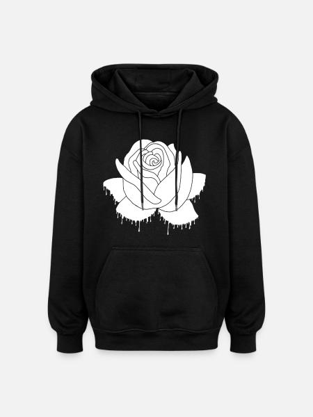 Graffiti d'une rose blanche - Sweat à capuche oversize unisexe - noir