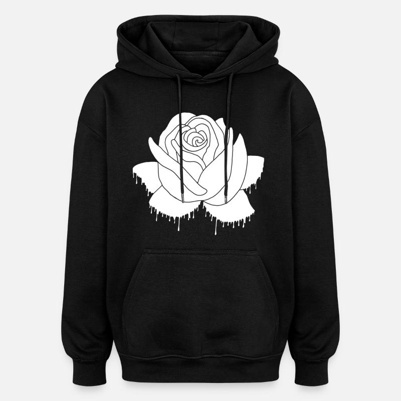 Graffiti einer weißen Rose - Oversized Unisex Hoodie - Schwarz