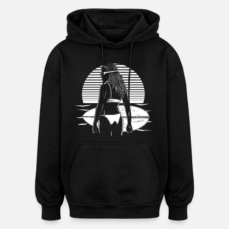 Weiblicher Surfer - Oversized Unisex Hoodie - Schwarz