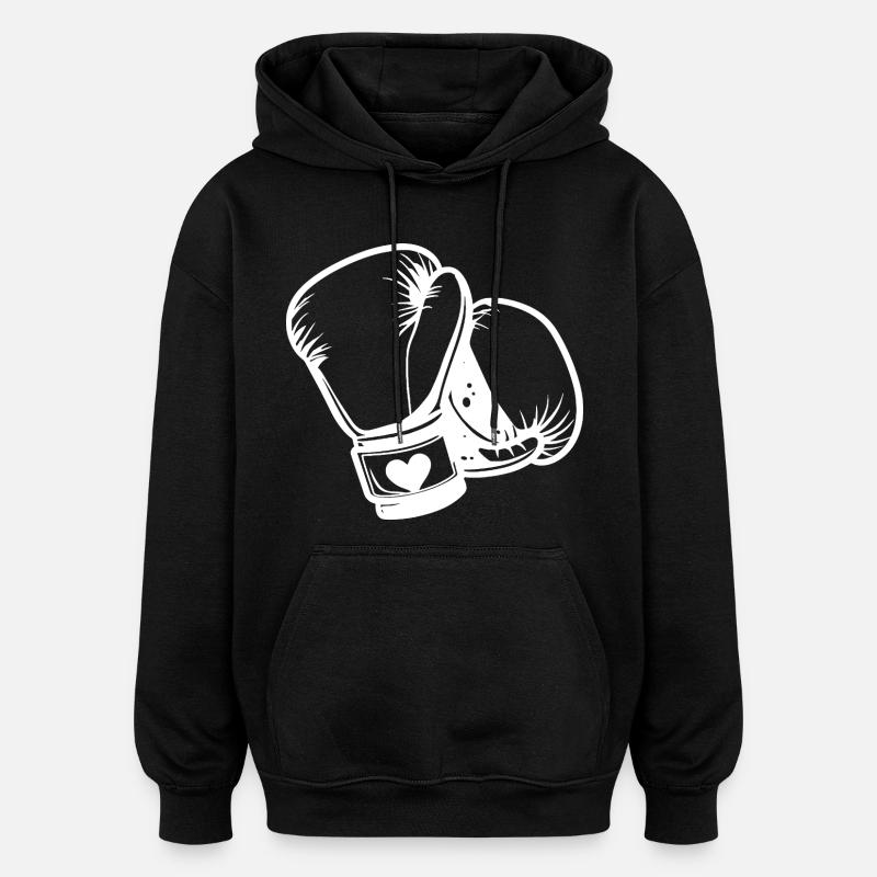 Croquis de gants de boxe - Sweat à capuche oversize unisexe - noir