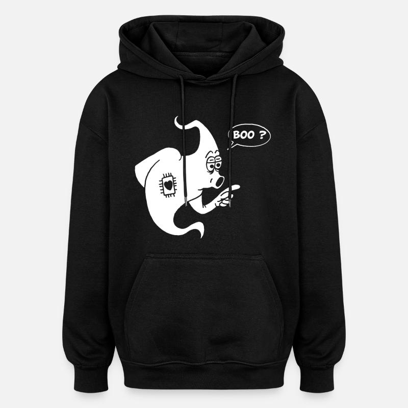 Fantôme blanc amusant - Sweat à capuche oversize unisexe - noir