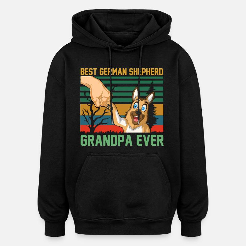 Berger Allemand Papi - Sweat à capuche oversize unisexe - noir