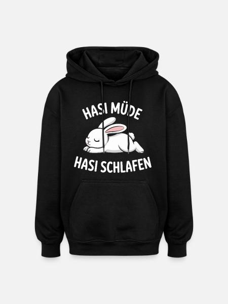 Bunny Tired Bunny Sleeping - Oversized Unisex Hoodie - black
