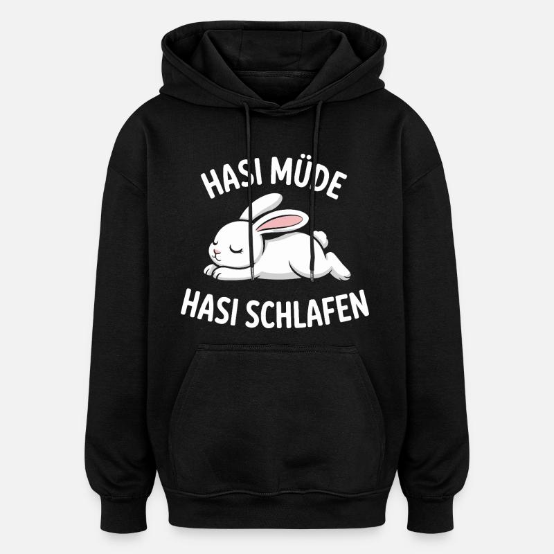 Bunny Tired Bunny Sleeping - Oversized Unisex Hoodie - black