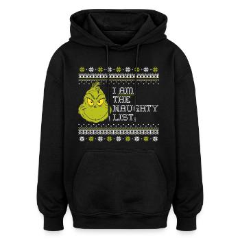 Le Grinch Motif De Noël I Am The Naughty List - Sweat à capuche oversize unisexe - noir - Devant - Noah (186cm)