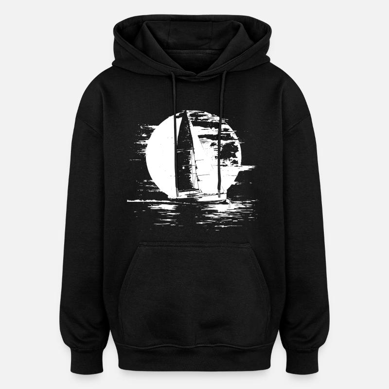 Croquis de navigation - Sweat à capuche oversize unisexe - noir