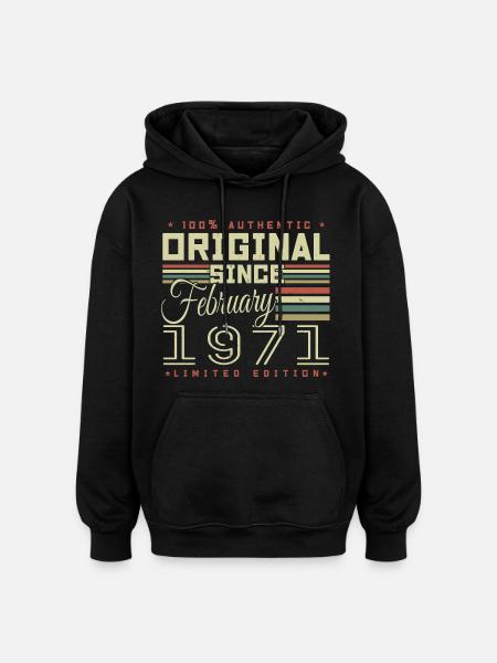 Awesome since February 1971 - Oversized Unisex Hoodie - black