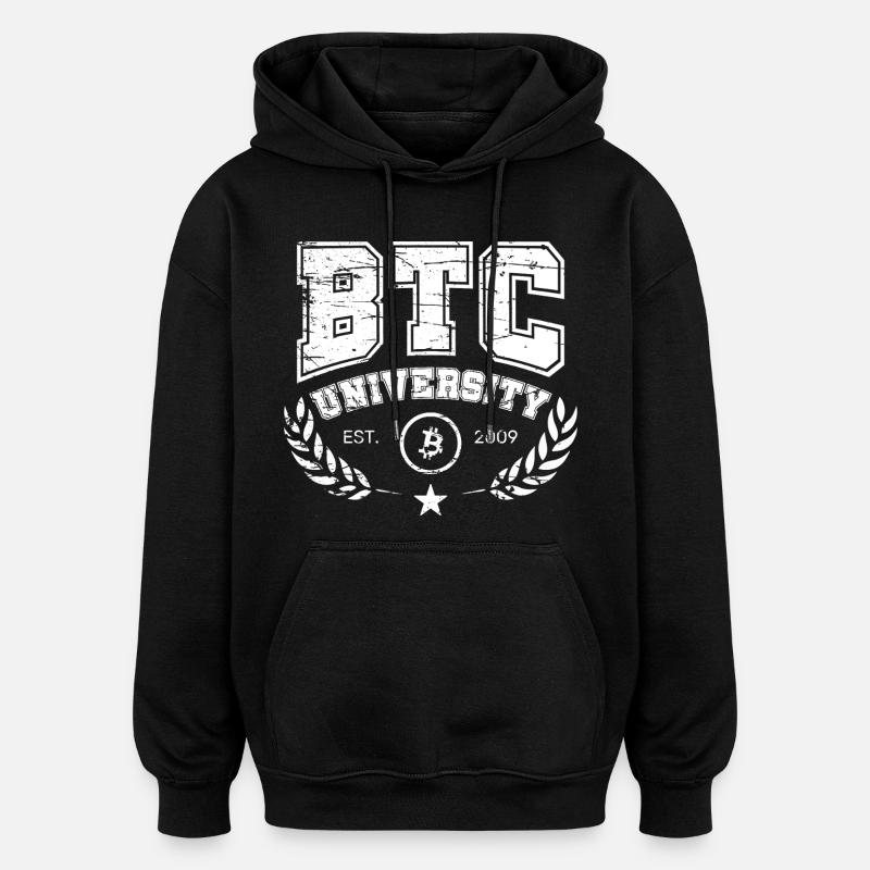 Université du logo Bitcoin - Sweat à capuche oversize unisexe - noir