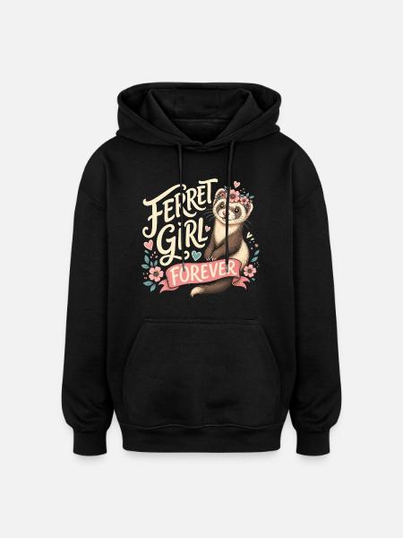 FILLE FURET POUR TOUJOURS - Sweat à capuche oversize unisexe - noir