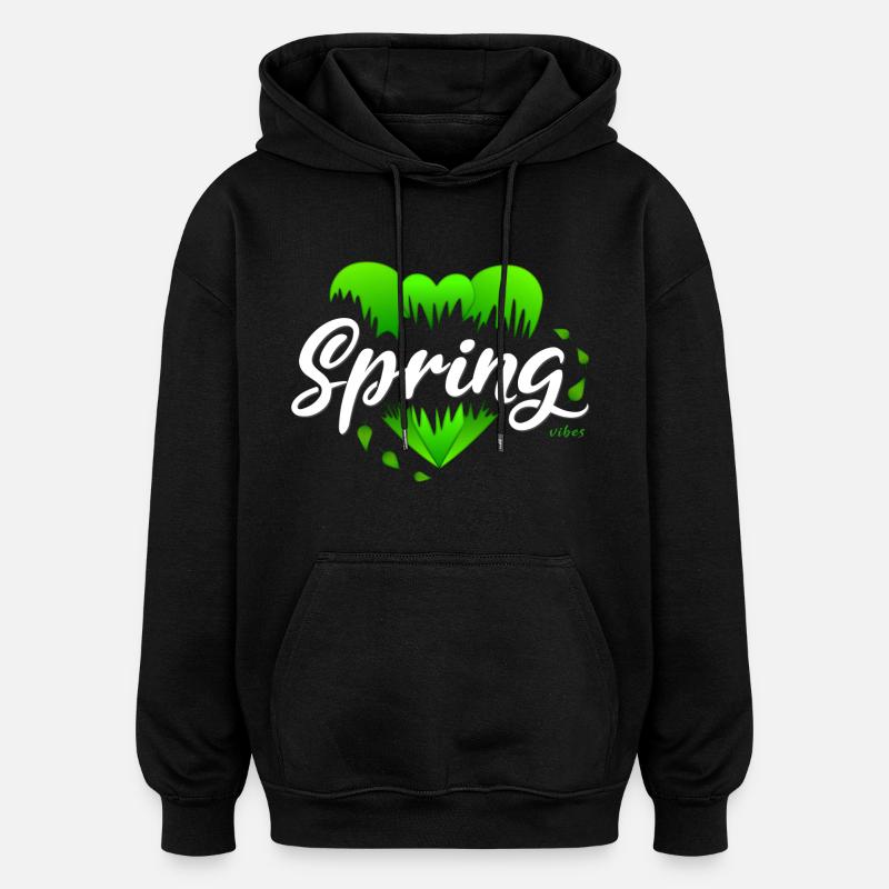 Printemps Cœurs printaniers - Sweat à capuche oversize unisexe - noir