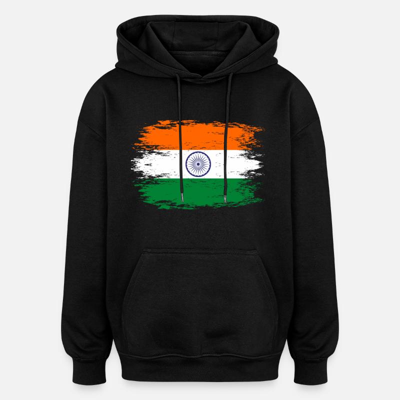 Drapeau de l’Inde aspect utilisé - Sweat à capuche oversize unisexe - noir