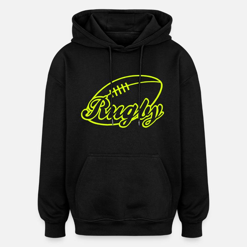 rugby - Sweat à capuche oversize unisexe - noir