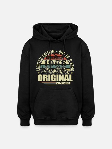 Compleanno Settembre 1986 Edizione Limitata Legend - Felpa con cappuccio unisex oversize - nero