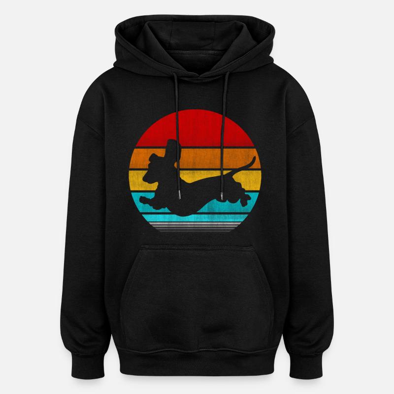 teckel rétro vinatge - Sweat à capuche oversize unisexe - noir