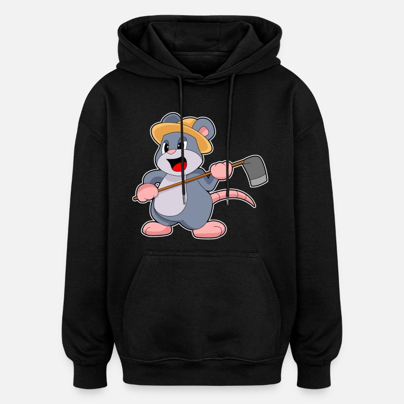 Râteau fermier souris - Sweat à capuche oversize unisexe - noir